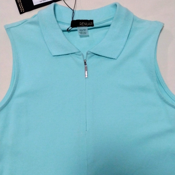 Renuar Womens Sleeveless Collared Shirt R7676 Turquoise - Picture 2 of 9